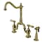 Kingston Brass Bridge Kitchen Faucet with Brass Sprayer, Antique Brass KS7753BALBS - alternate 1